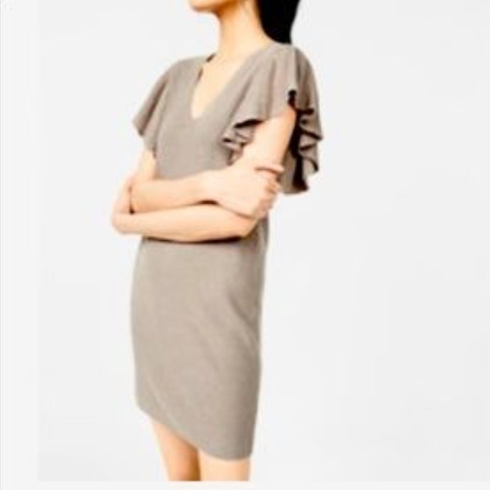 Express flutter sleeve ribbed brown mini dress - NWT
